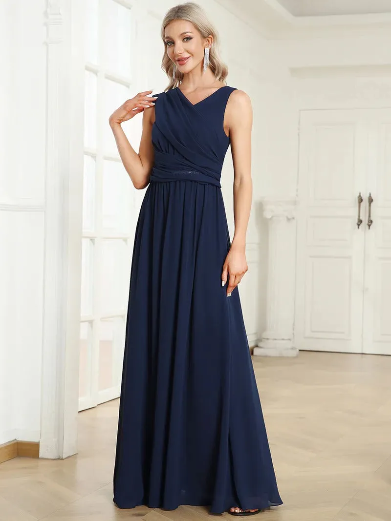 Sexy Asymmetric Shoulder Sleeveless A Line Evening Dresses