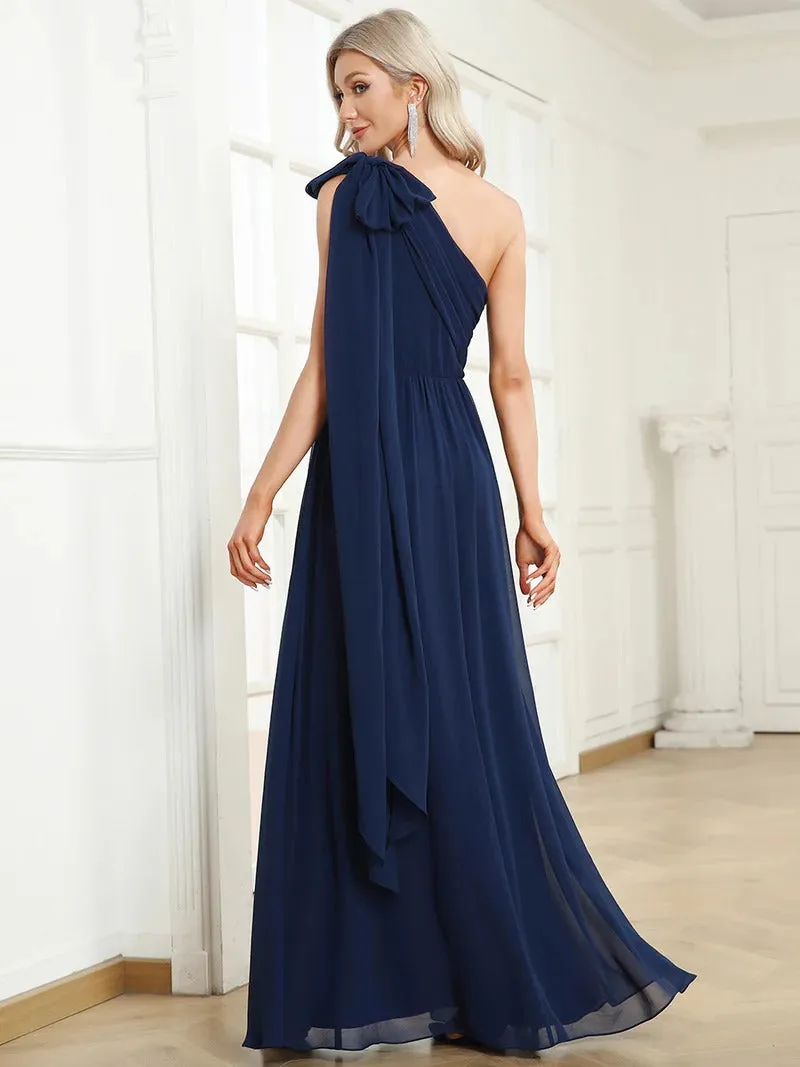 Sexy Asymmetric Shoulder Sleeveless A Line Evening Dresses