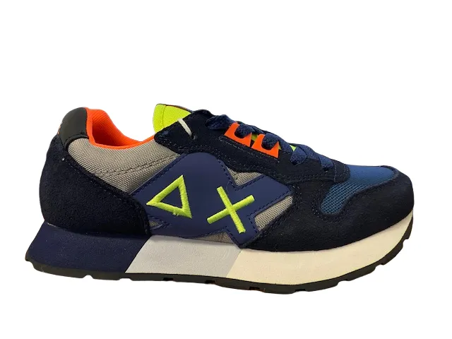 Sun68 boys' sneakers Jaky Fluo Z42315T 0734 navy blue-medium gray