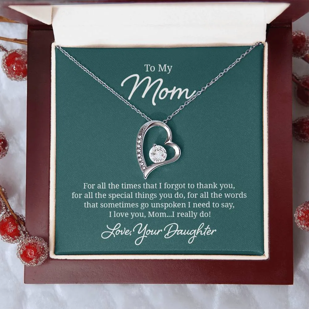 To My Mom Necklace from Daughter, For All the Time, I Love You Mom