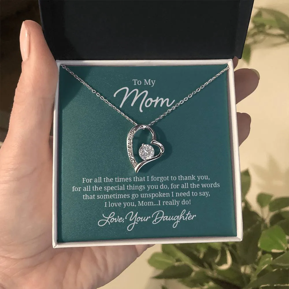 To My Mom Necklace from Daughter, For All the Time, I Love You Mom