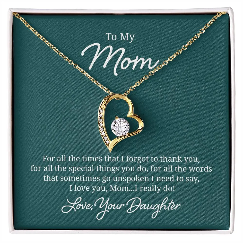 To My Mom Necklace from Daughter, For All the Time, I Love You Mom