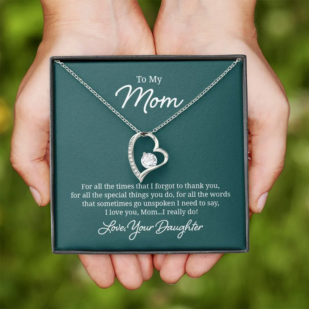 To My Mom Necklace from Daughter, For All the Time, I Love You Mom