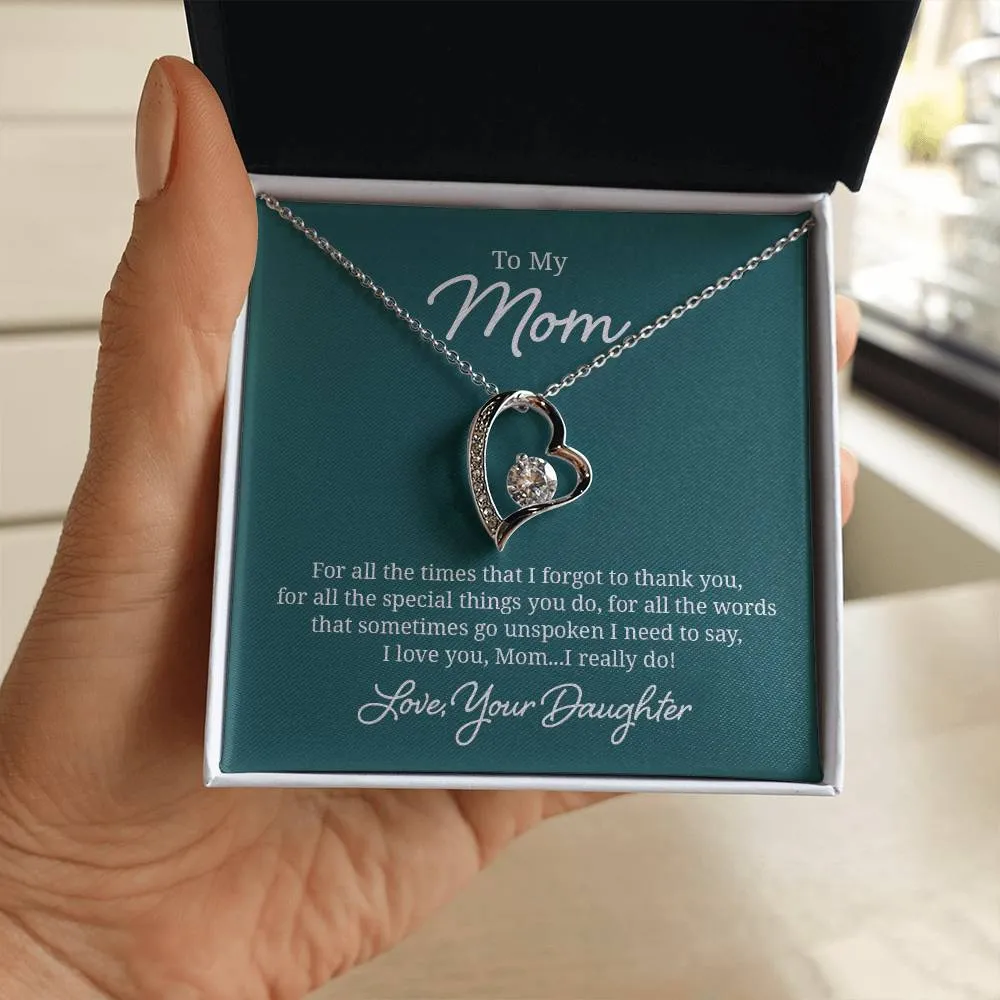 To My Mom Necklace from Daughter, For All the Time, I Love You Mom