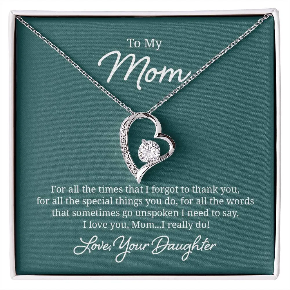 To My Mom Necklace from Daughter, For All the Time, I Love You Mom