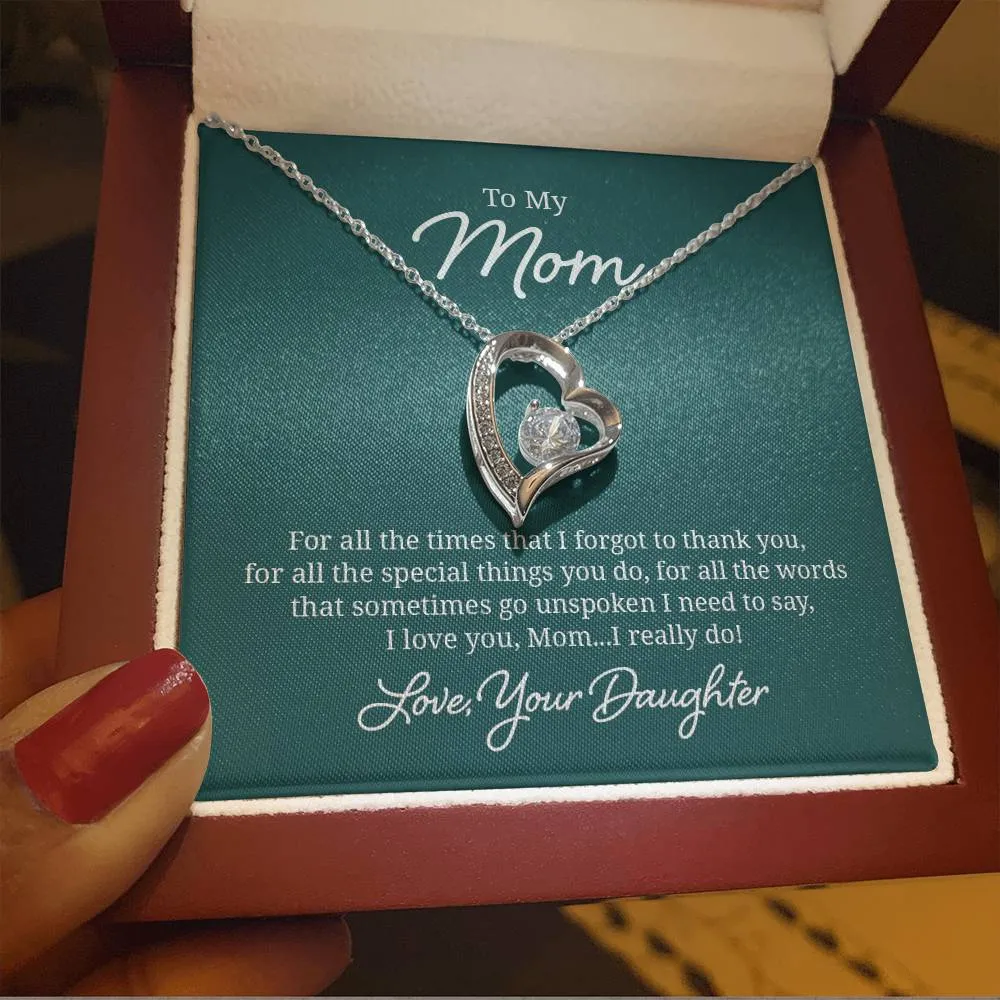 To My Mom Necklace from Daughter, For All the Time, I Love You Mom