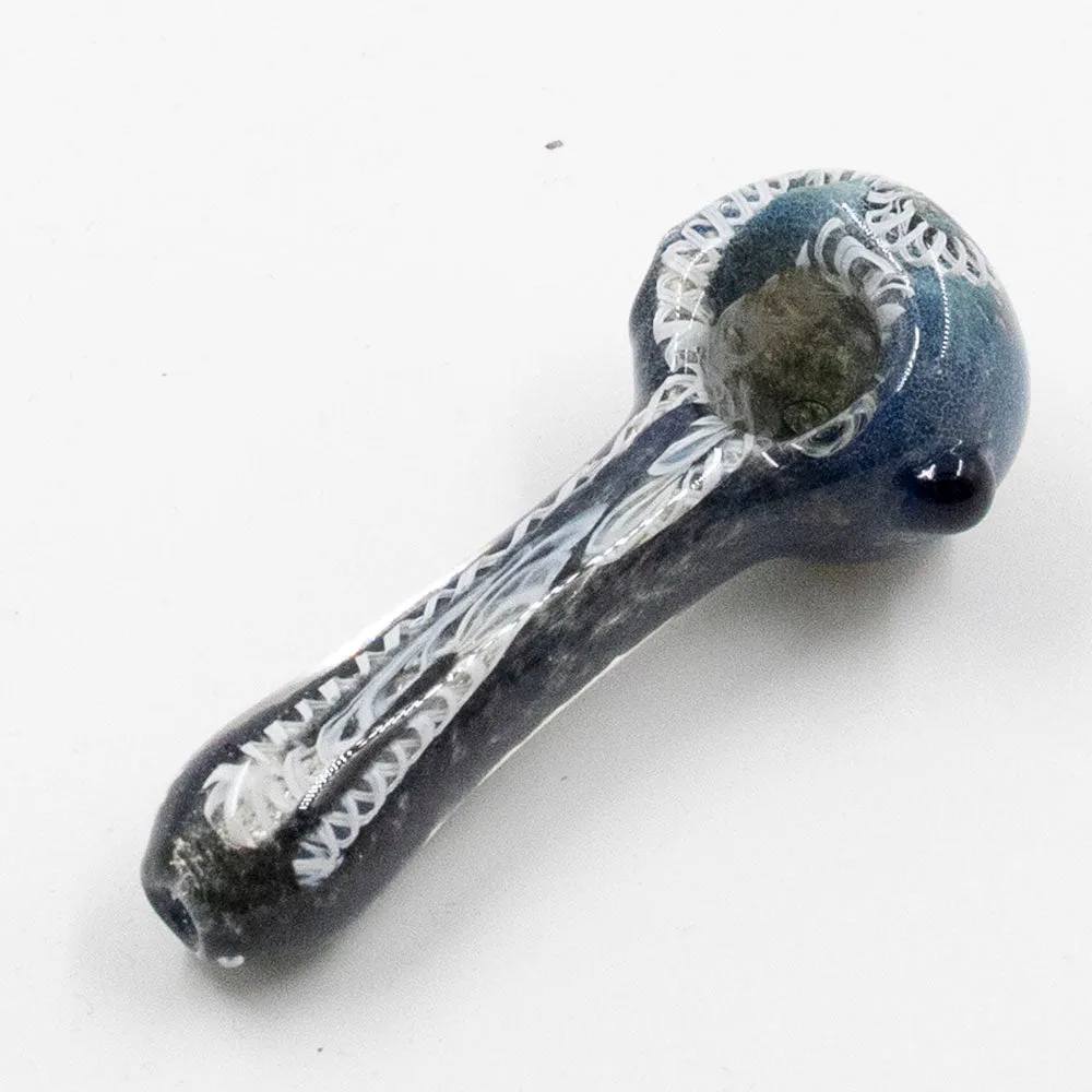 Twisted Pattern Dark Blue Glass Pipe