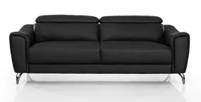 Urban 80 Black Leather Adjustable Headrest Sofa