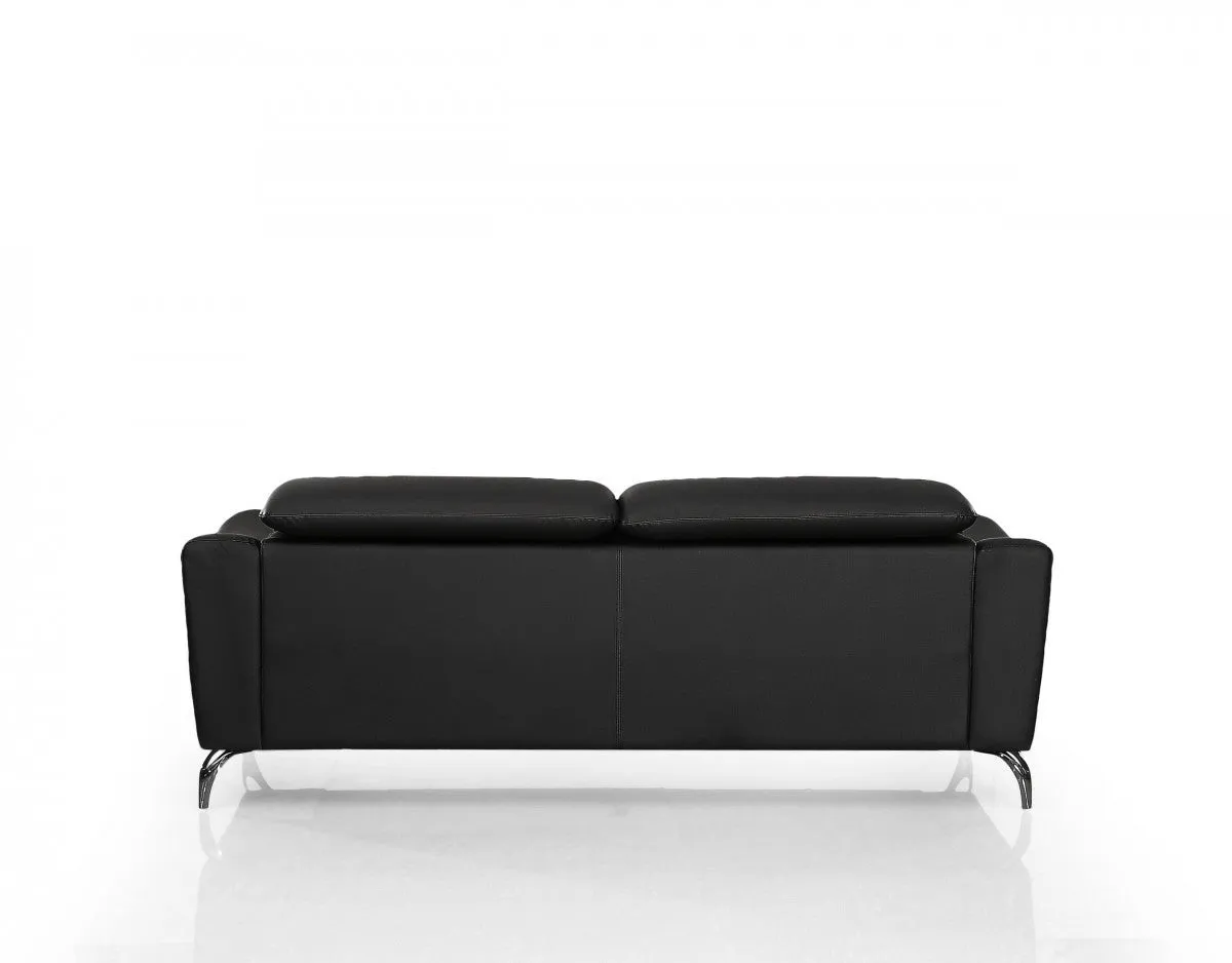 Urban 80 Black Leather Adjustable Headrest Sofa