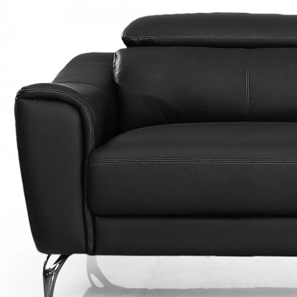 Urban 80 Black Leather Adjustable Headrest Sofa