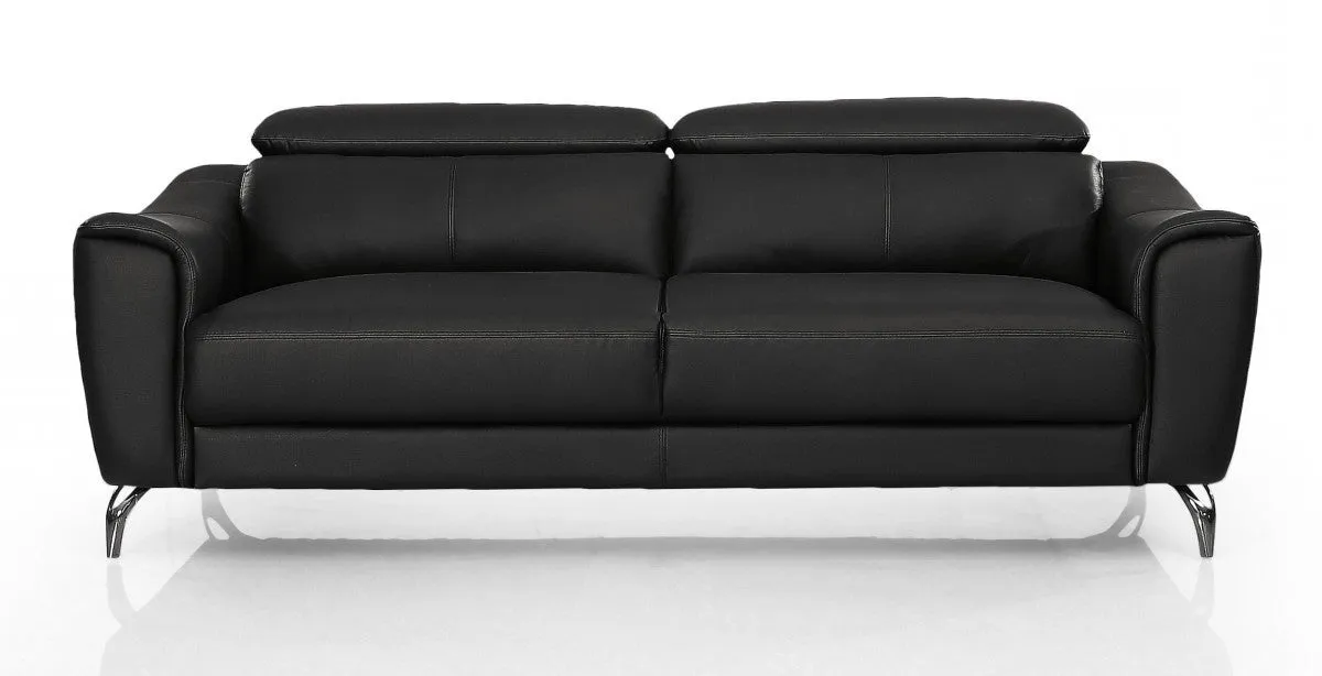 Urban 80 Black Leather Adjustable Headrest Sofa