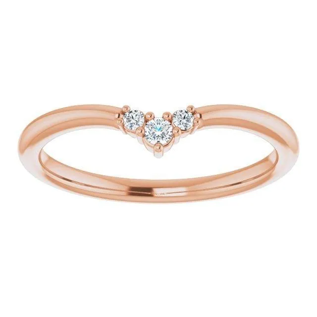 Vania Band -Graduated Diamond, Moissanite or Sapphire V-Shape Contoured Stacking Wedding Ring