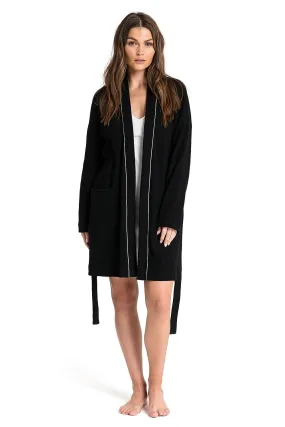 Waffle-Weave Cotton Bathrobe Black