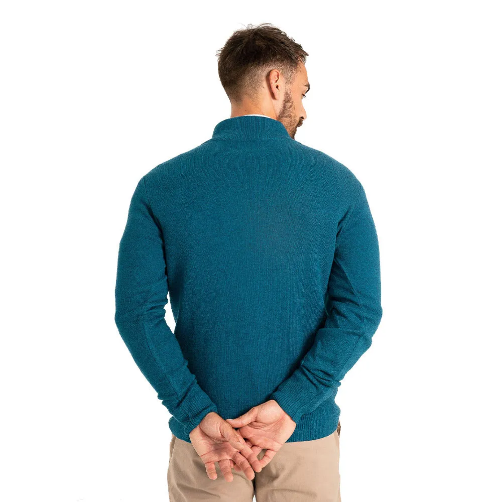 Walker & Hunt - Saxony Blue Knitted 1/4 Zip