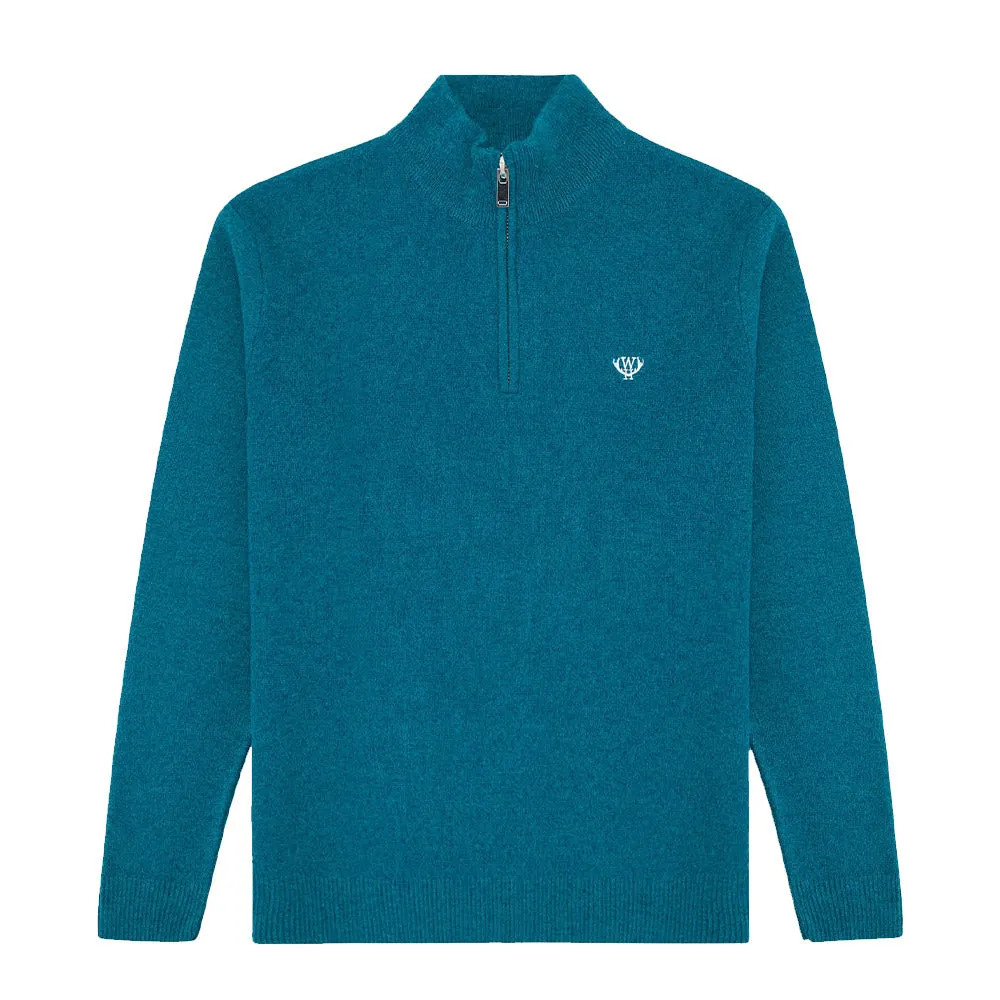 Walker & Hunt - Saxony Blue Knitted 1/4 Zip